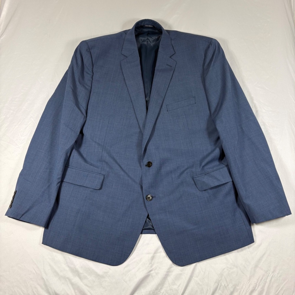 Ralph Lauren Men 48L Blue Wool Blend Check Blazer Sport Coat Jacket Professional